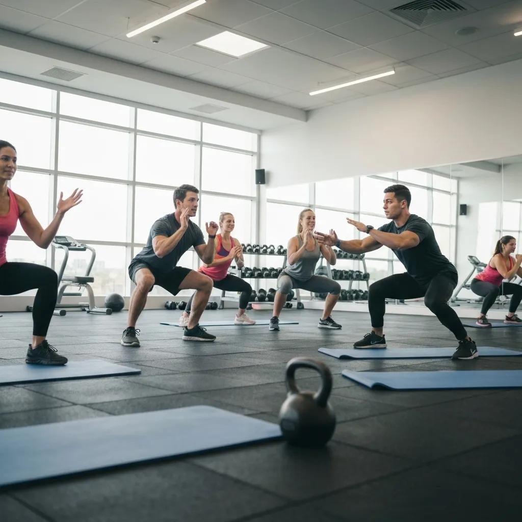 Individuals engaging in functional fitness exercises to improve daily movement and prevent injury