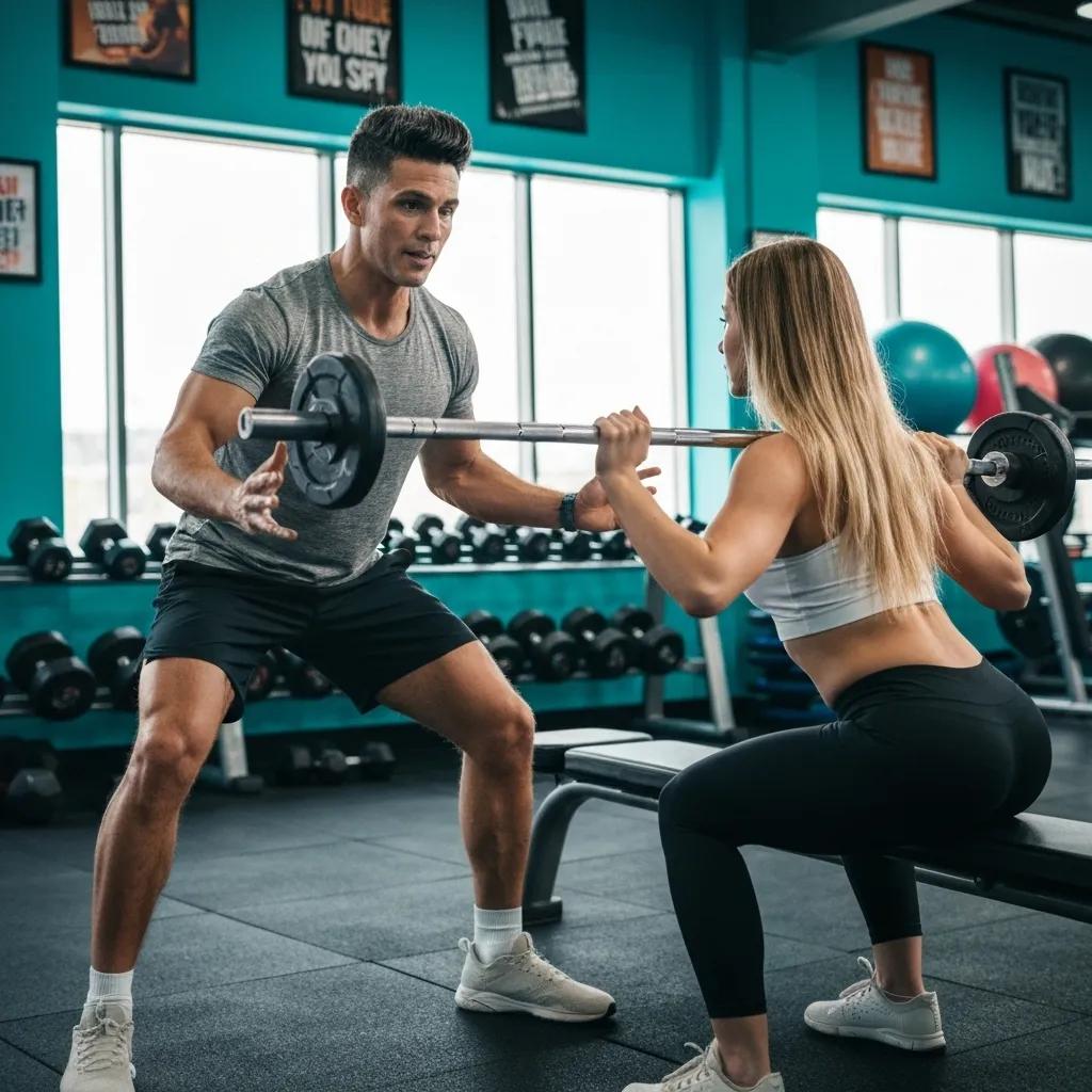 Personal trainer coaching a client during a personalized fitness session