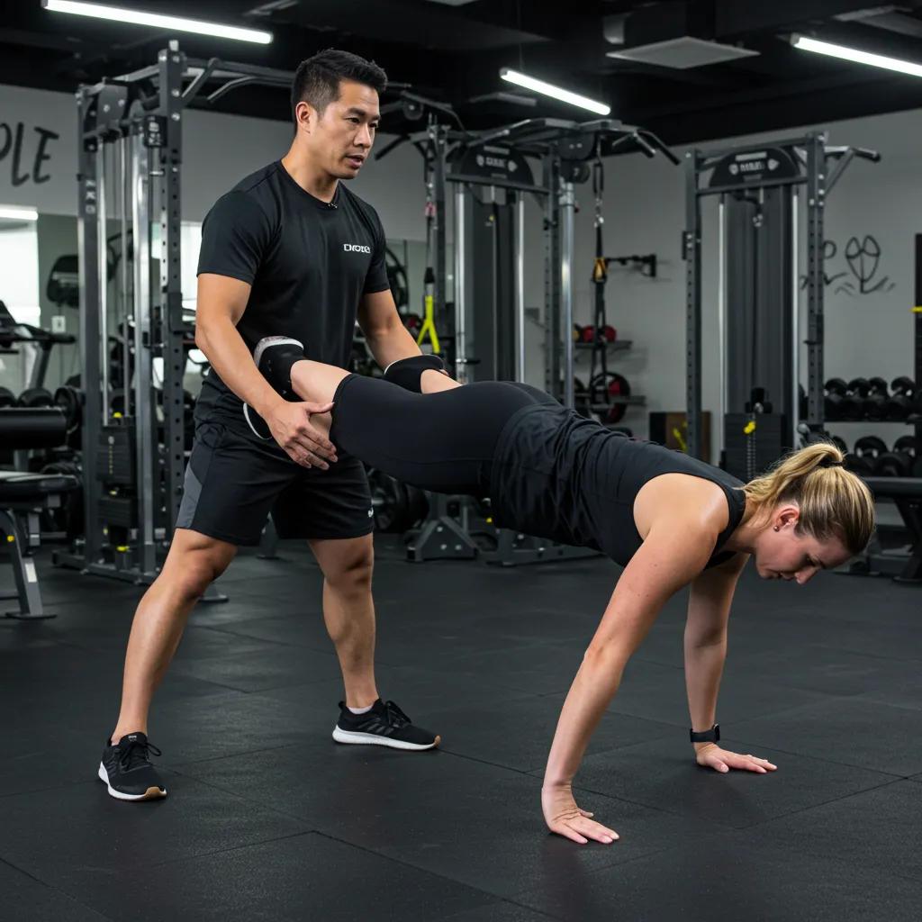 Personal trainer demonstrating hip hinge exercise for joint protection in strength training