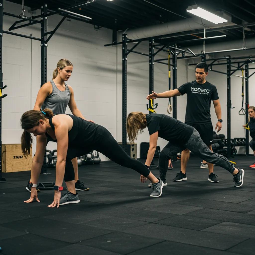 Small group class integrating corrective exercises for injury prevention and strength training